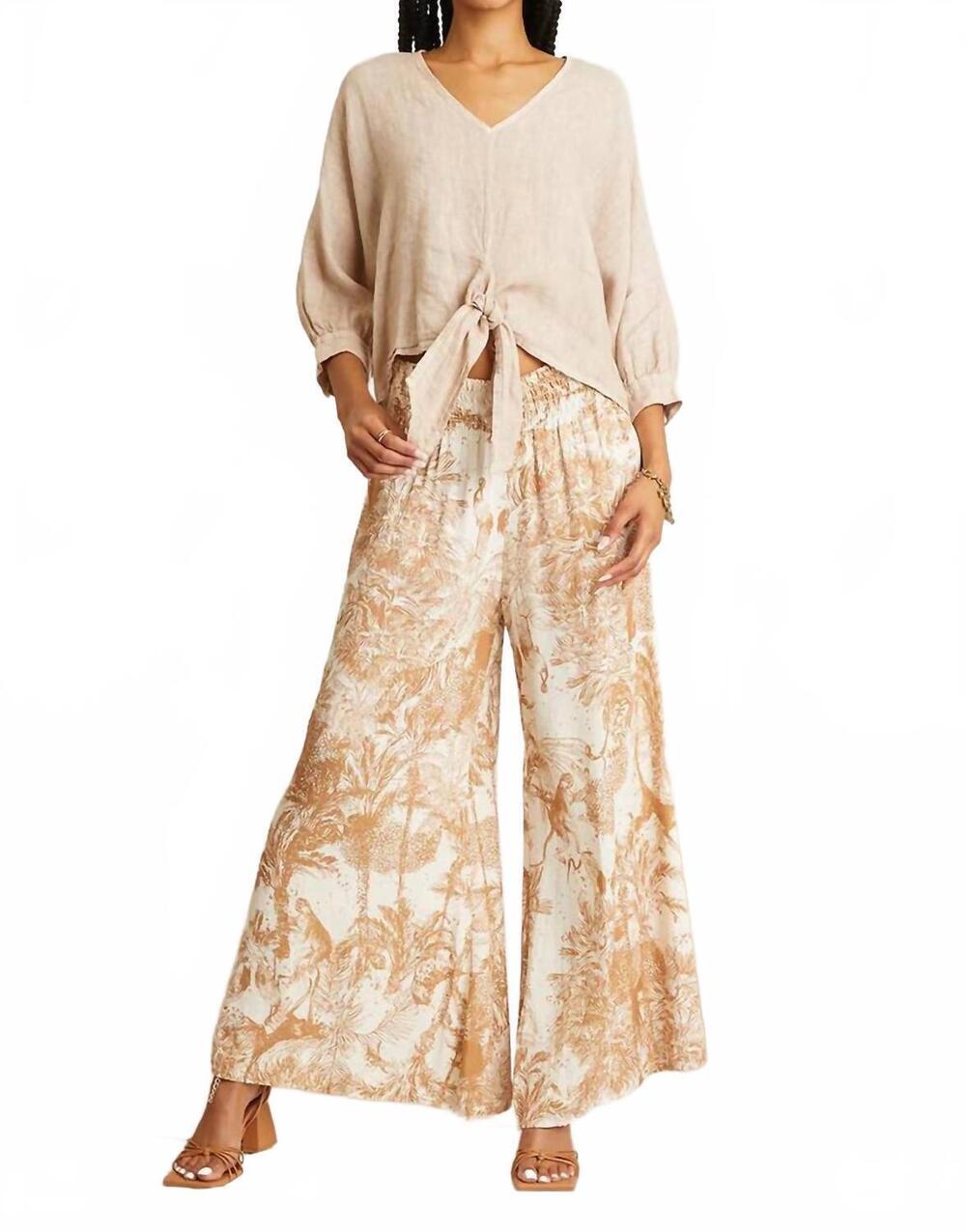 NEW SCANDAL ITALY maggie linen tie top in taupe